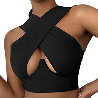 China Trend Summer QUICK DRY Hot Selling Hollow Halter Sling Hollow Hanging Ladies Crop Top for sale