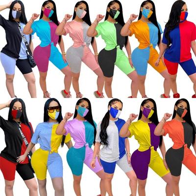 China New Arrival Women Clothing Contrast Color QUICK DRY Casual Women Suit Two Piece Set With Face Cover for sale