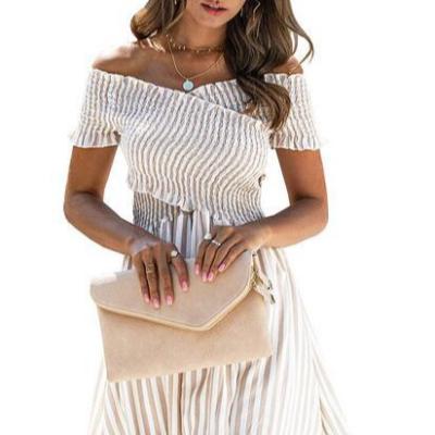 China 2022 Summer Anti-Static Dress Fashionable Striped A-Line Dress With Short Sleeves For Women for sale