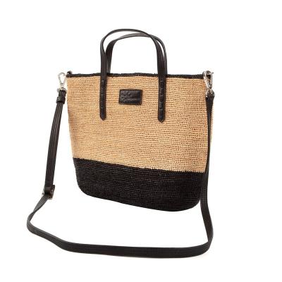 China 100% Eco-Friendly Fashion Striped Straw Tote Raffia Striped Shoulder Bags With Snap Closure for sale