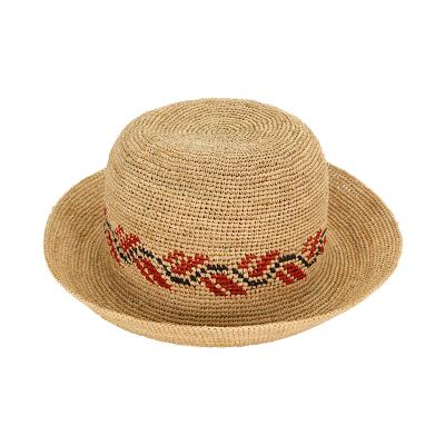 China Character Madagascar Raffia Straw Summer Beach Hat For Women for sale