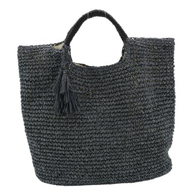 China Fashion Beach Straw Tote Bag Large Straw Paper Bag Handbags Wholesale Handmade Crochet Bag Straw Tote Bag for sale