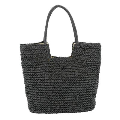 China Fashion Straw Shopper Bag Handbag Made Handmade Crochet with Natural Paper Straw Tote Style for sale