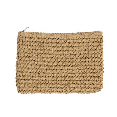 China Paper Straw Straw Zipper Hook Clutch Bag for sale