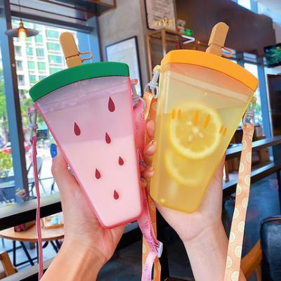 China Wholesale Creative Viable Ice Cream Water Cup With Straw BPA Free Plastic Popsicle Cup With Rope for sale