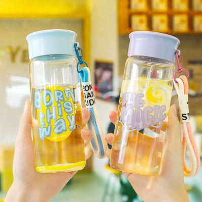 China Sustainable Custom Designer Colorful Glass Water Bottles Borosilicate Glass Portable Bpa Free Bottled Water Bottle for sale