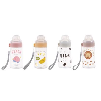 China Viable Wholesale Cartoon Reusable Hot Cup Water Bottle Reusable Student Boy And Girl Creative Plastic Water Bottle With Nipple for sale