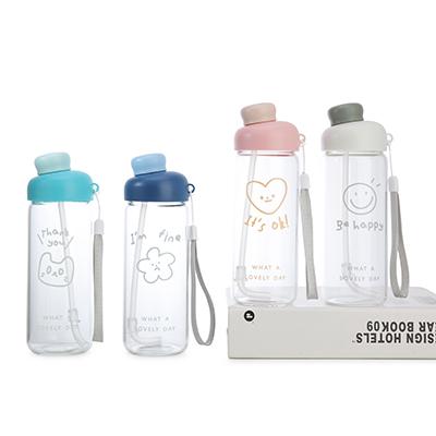 China Viable Glass Water Bottle With Straw Creative Small Mouth Customized Logo Glass Cup For Juice For Mike Glass Water Bottle With Straw for sale