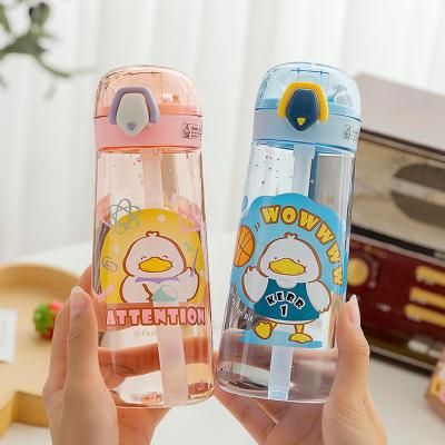 China 2022 New Design Kids Water Bottles 16oz Cute Sustainable Cute Kids Cartoon BPA Free Plastic Water Bottle With Straw for sale