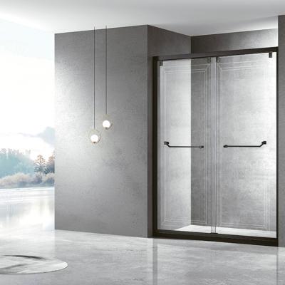 China Modern Customized Waterproof 304 Stainless Steel Black Frame Sliding Glass Shower Enclosure for sale