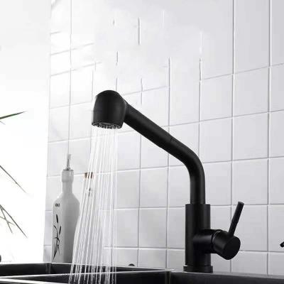 China New Design Thermostatic Kitchen Faucets Matte Black 2 Way Pull Out Pull Out Rotation Spray Kitchen Faucet Mixer Tap for sale