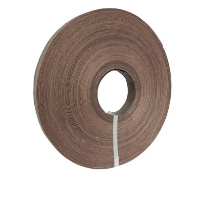 China Furniture Edge Protector Black Walnut Veneer Dark Edging Natural Wood Strip With Fleece Backing For Furniture Protection for sale