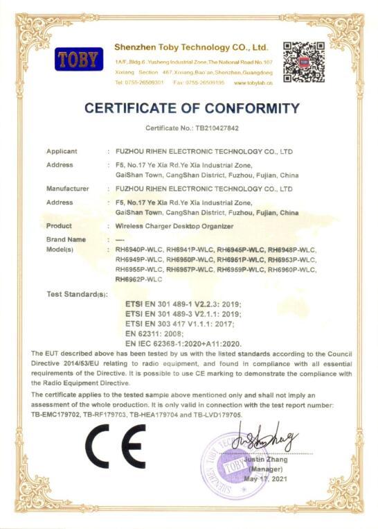 CE - Fuzhou Rihen Electronic Technology Co., Ltd.