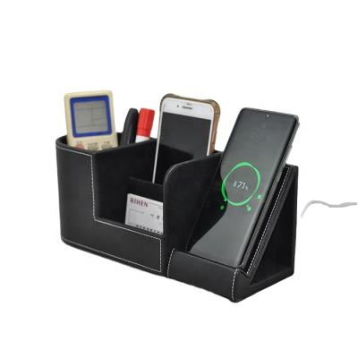 China Wireless Charger Pen Stand Qi Standard 10 Watt Wireless Charger Desktop Organizer Pen Holder for sale