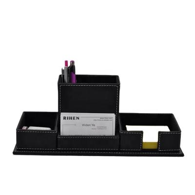 China Note Holder Faux Leather Pen Note Holder Desk Organizer for sale