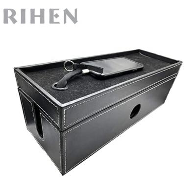 China Eco-friendly Large Cable Management Leather Box, Computer Cord Organizer, Hide & Hide, Power Cable Organizer for sale