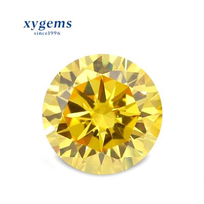 China Color Play Or Fire Xygems Cut Shiny Gold Yellow Zircon Round Loose CZ Stone for sale