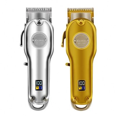 China Kemei 1986 Full Metal LCD Hair Trimmer Gold Silver Cordless Hair Clipper Easy To Use Barber Professional Hair Clippers Electric for sale