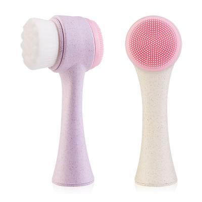 China Anti-Puffiness Amazon Eco-Friendly Biodegradable Facial Cleansing Brush with Silicone Massage Brushes for Deep Cleansing for sale