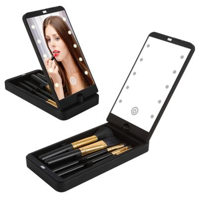 China Drop Lit 360 Degree Rotation LED Makeup Pocket Mirror With Lights for sale