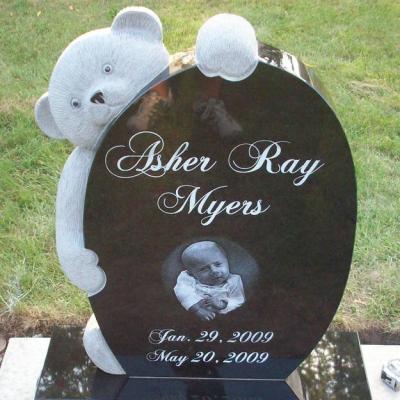 China Modern New design bear headstone for baby tombstone granite with factory price for sale