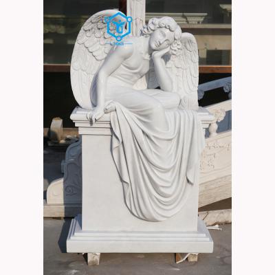 China Modern Custom Outdoor Graveyard Memorial Granite Headstone Marble Angel Statue Tombstone for sale