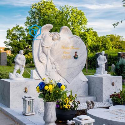 China Modern Beautiful Marble Angel Heart Headstone Tombstone And Monument for sale