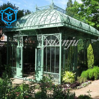 China Antirust outdoor garden white large wrought iron gazebo orangery sun room for sale