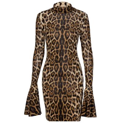 China The 2021 breathable sexy dresses Condole the breast sexy temperament grain leopard belt wind tight dress for sale