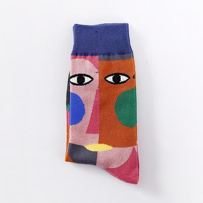 China Breathable couple bangs Amazon fashion flower series design style EUR and Amer new originality big in cylinder wholesale couple socks for sale