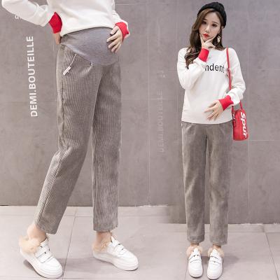 China Breathable Pregnant Women Pants 2022 Corduroy Maternity Casual Loose Sports Spring Pants Pregnant Women Soft Pants for sale