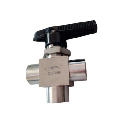 China High Pressure General Female 1/4 3 Way Ball Valve Stainless Steel for sale