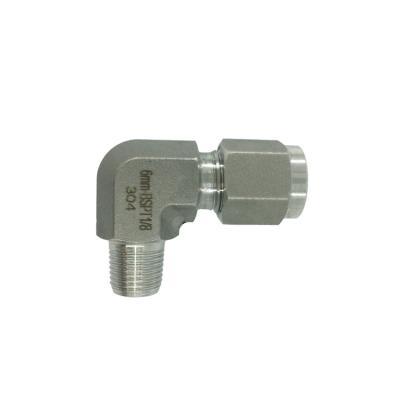 China Single Ferrule 304s Compression Elbow Union Fitting , Instrument Tube Fitting for sale