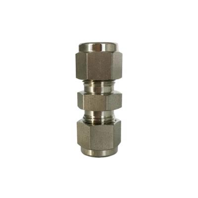 China Nut Sliver Plated Stainless Steel Compression Twin Ferrule Union Tube Fittings for sale