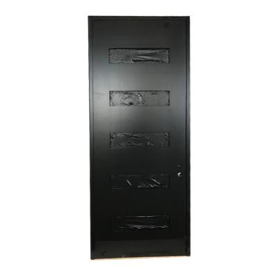 China 5 Panel Traditional Black Glass Shaker Doors Wooden Panel Hotel Sliding Bathroom Door Waterproof Glass For Sale Interior Door for sale