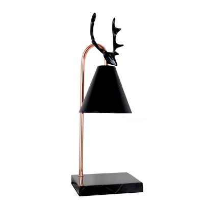 China Modern Personality Antlers Marble Table Bedroom Bedside Aromatherapy Wax Melt Plug-in Desk Lamp for sale