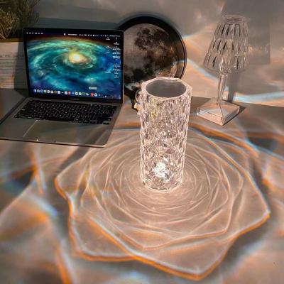 China Modern INS Girl Crystal Table Gift Bedside Bedroom Decoration Night Light Projection Atmosphere Desk Lamp for sale