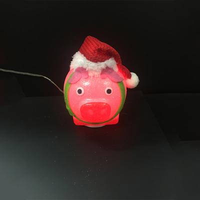 China Plastic Led Christmas Ornaments Pig Decoration Lantern Room Bedroom Decoration Holiday Lights for sale