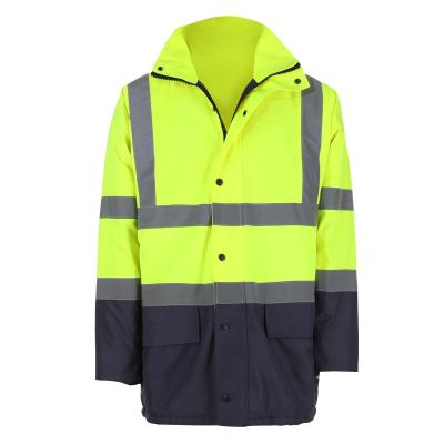 China Reflective Oxford Winter Jacket Rain Water Proof Coat Vest Road Safety Work Safe Coat for sale