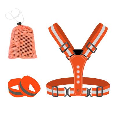 China Thickning Release Buckle High Visibility LED Light Safety Vest Belt Breathable Adjustable Flashing Reflective Strap For Running for sale