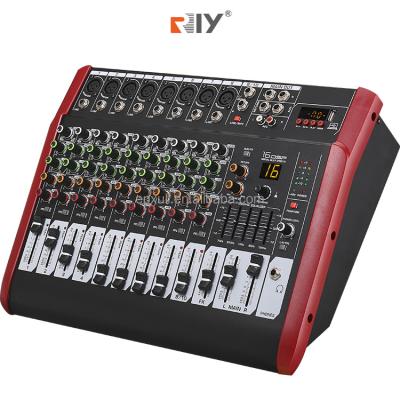 China Professional DJ Noise Sound Card RIY 10 Channel Mixer Power Audio Music Mixer for sale