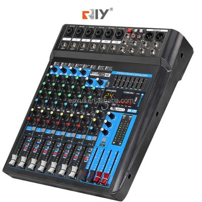 China Professional RIY 24dsp Sound Card 8 Channel Audio Console Phantom Mixer for sale