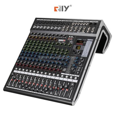 China Sound Card RIY 4 Channel Sound Mixer Mixer DJ Sound Audio Mixer 16 Groups For Professional Sound System for sale