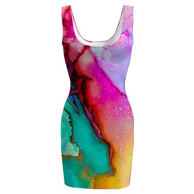 China Drop shipping anti-static print MOQ 1 summer women tank dress on request maxi for sale