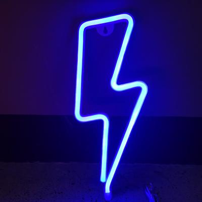 China USB Battery Operated Decorative Night Light Signage Hanging Lamp For Living Room Christmas Gift Night Light LED Lightning Bolt Neon Sign for sale