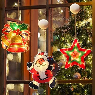 China Light Christmas Sticker Party Ornament for Party Bedroom Indoor Silhouette String Lights Christmas Sucker Window Decoration Hanging Lights for sale