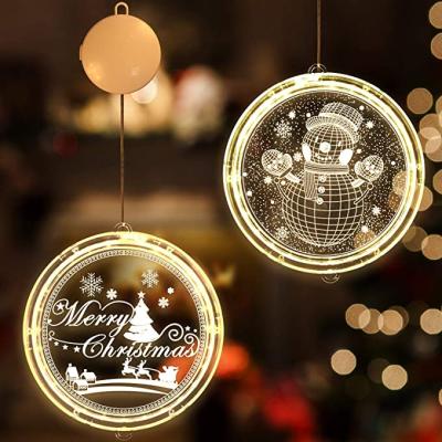 China Christmas Light Novelty Fireplace Backdrop Windows Pathway Patio Decorative Christmas Silhouette 3D Acrylic Hanging Light for sale