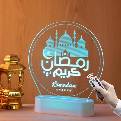 China Creative Islamic Islam Light Deko Ramdan Ramadan Decoration Light Deco Kareem Muslim Ramadan LED Eid Mubarak 3D Christmas Table Lamp Night Light for sale