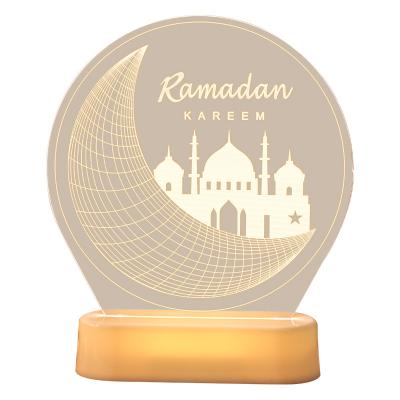 China Christmas Light Up 3D Acrylic Muslim Ornaments Month Eid Mubarak Table Lamp Lights Fast Rectangle High Brightness Buddhism Decoration Light for sale