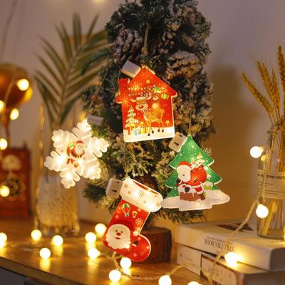 China Wonderful Pattern Home Office Bedroom Decor Hanging Ornaments Christmas Lighted Window Decorations LED Christmas Tree Lights 3D Hanging Light Ornaments for sale